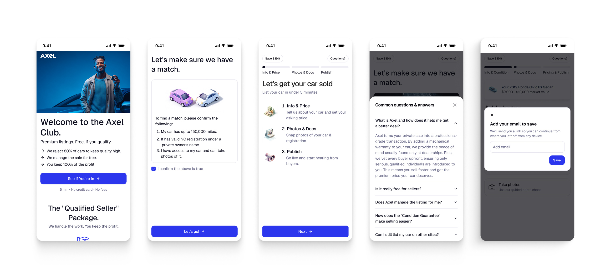 Axel listing flow — general information step