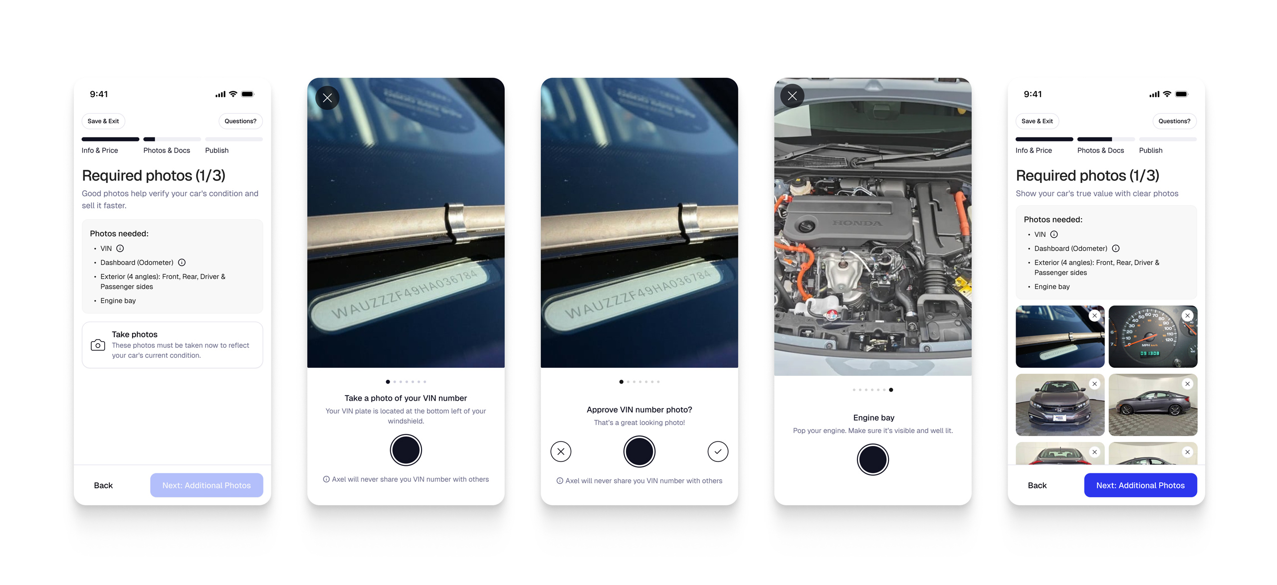 Axel listing flow — photos step