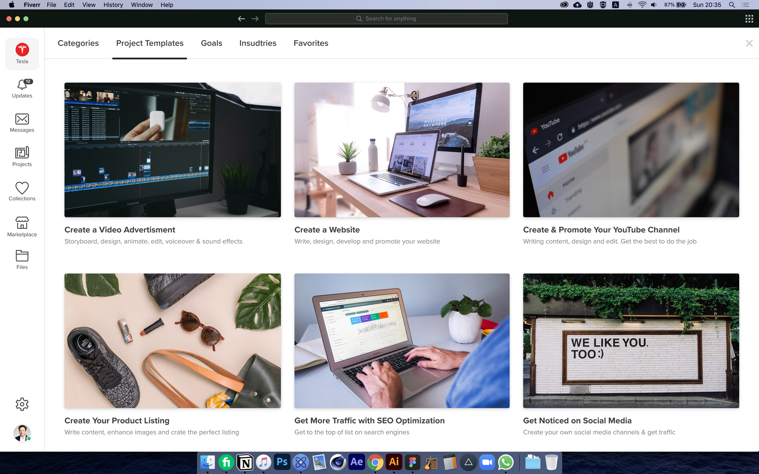 Fiverr Business app — team management view