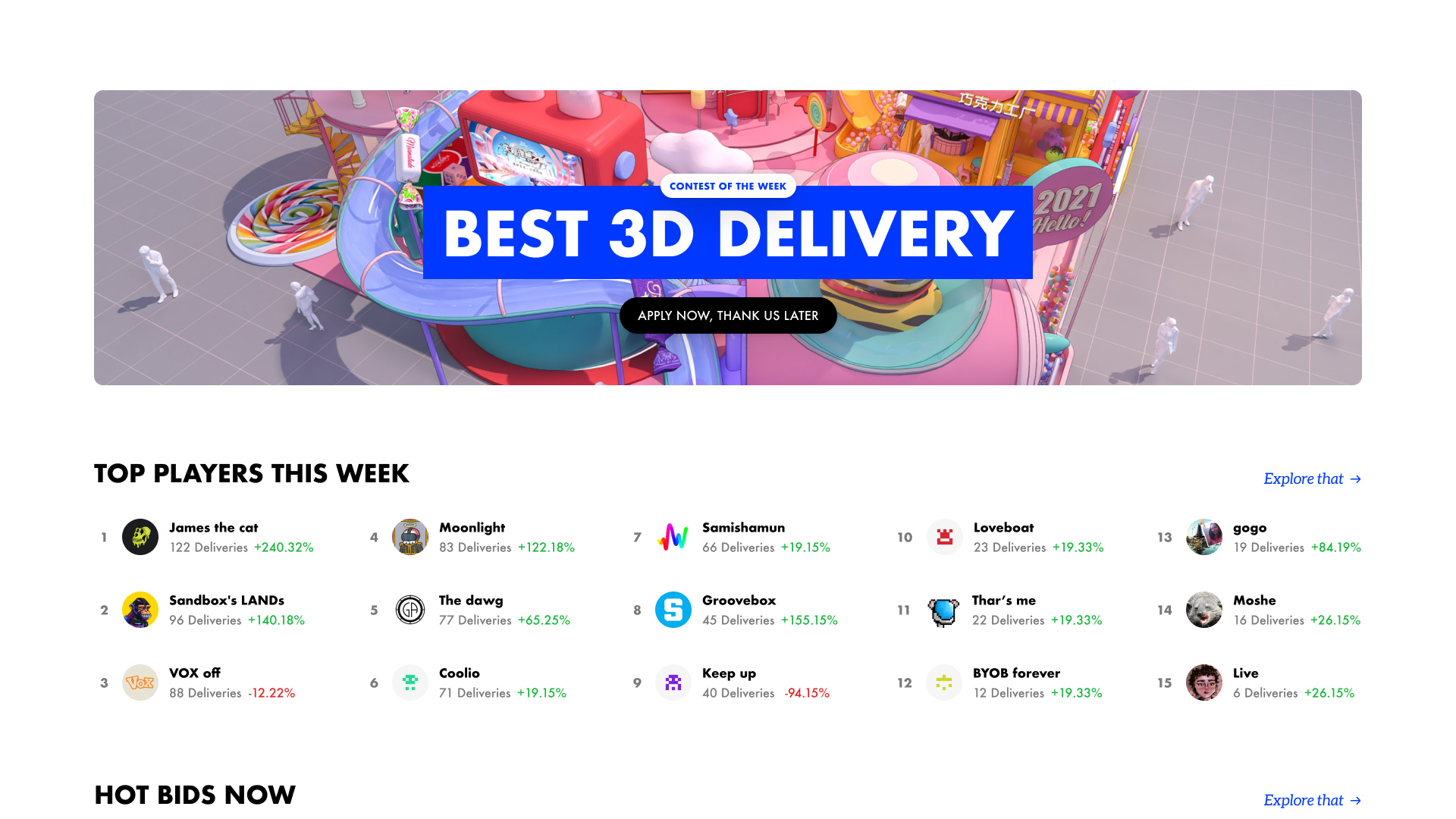 Fiverare browse page — NFT collections