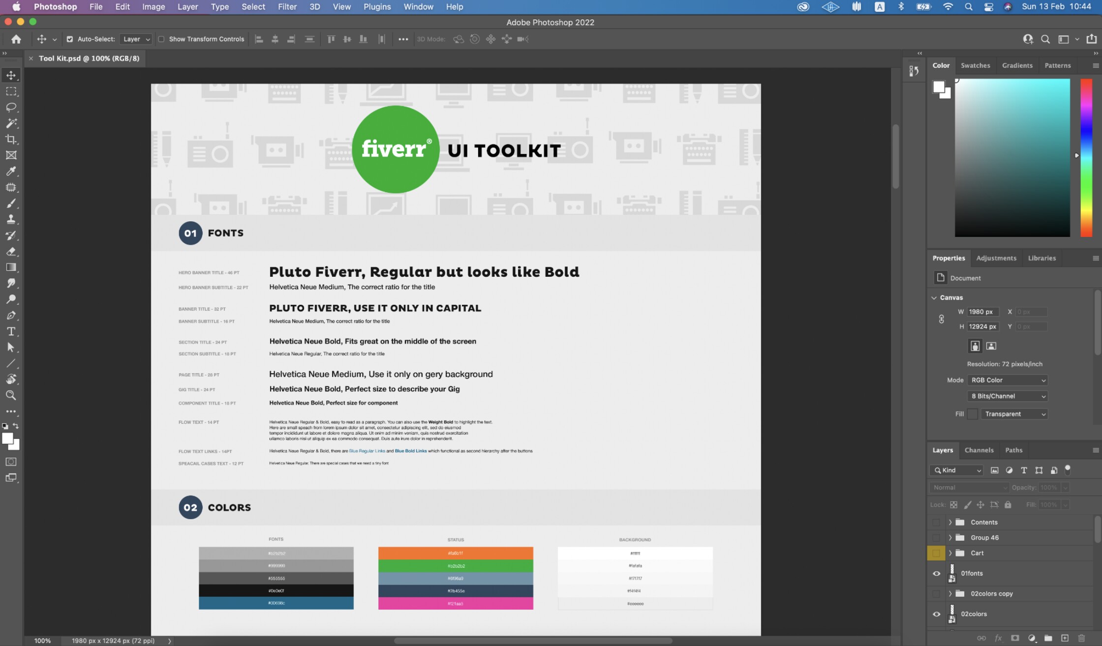 Fiverr's original Photoshop UI toolkit — the starting point before Penta