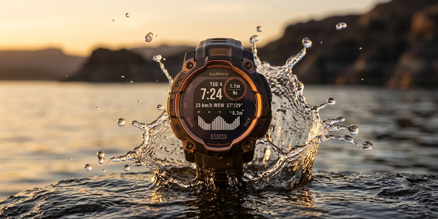 Surf Face on Garmin Instinct 3 at sunset